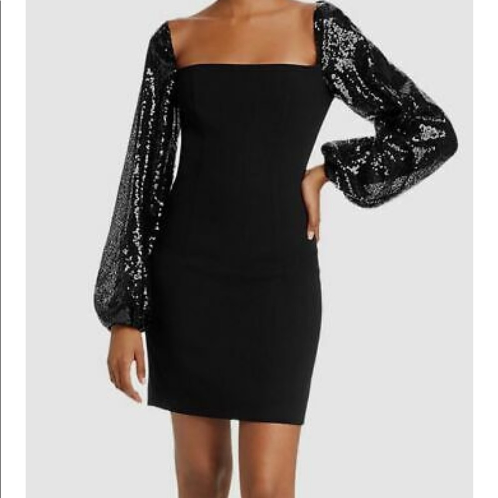 BLACK HALO | Little black dress - sequin sleeves